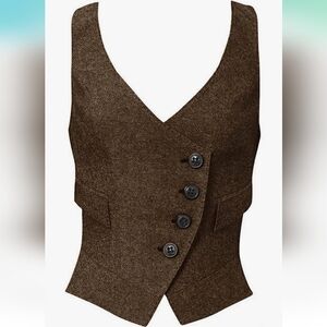 Cottagecore Dark Academia tweed brown waistcoat Size S
